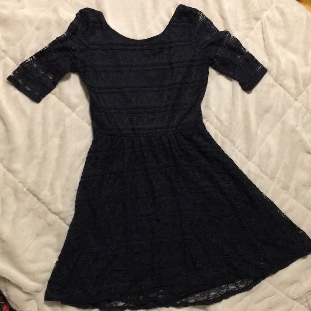 Rewind blue lace low scoop back dress size Medium